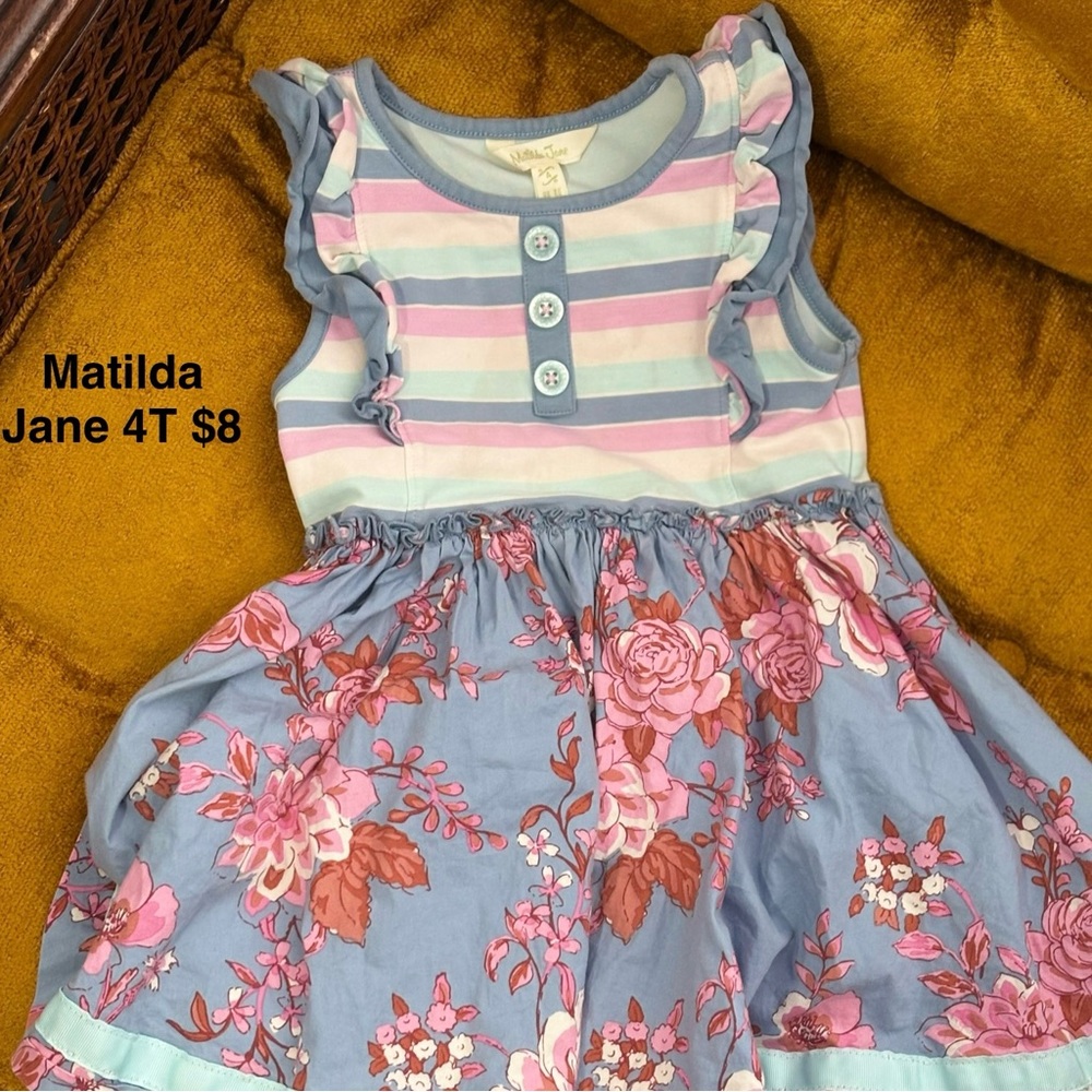 Matilda Jane White and Pink Sundress Casual Flutter Sleeve